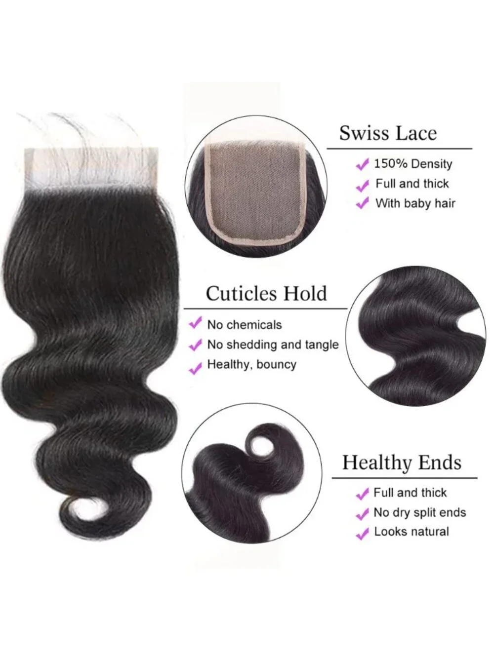 Human Hair Body Wave Bundles with 4x4 Lace Closure 10 Inch Brazilian Virgin